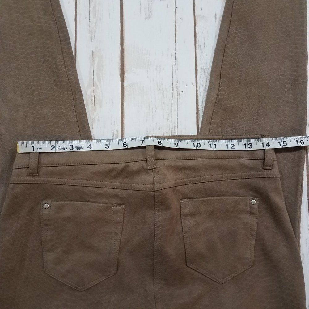 Fall Neutral Tan Skinny Pants Faux Suede Jeggings with Tonal Texture Women's 4 - Picture 11 of 17